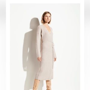 Vince Wool Cashmere Ribbed Wrap Dress-NWT